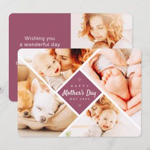 Carte Simple moderne photos personnalisées Joyeux fête d