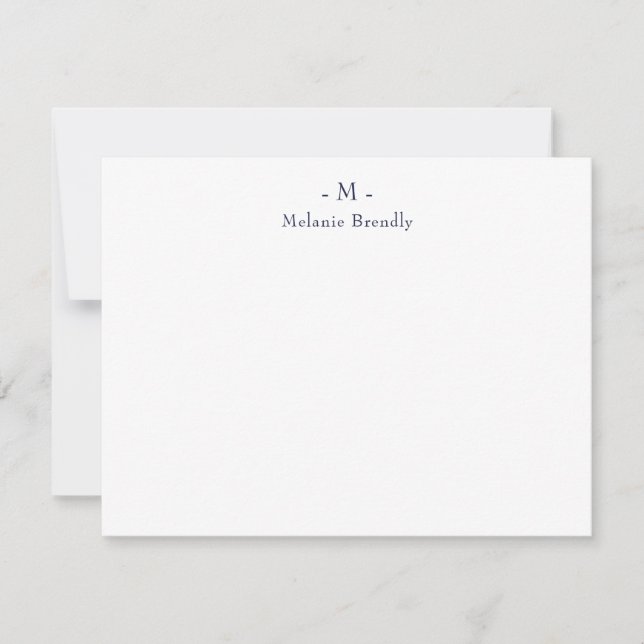 Carte simple Monogramme Marine Blanc (Devant)