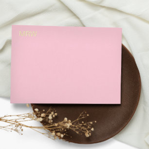 Carte simple Monogramme Pale Rose