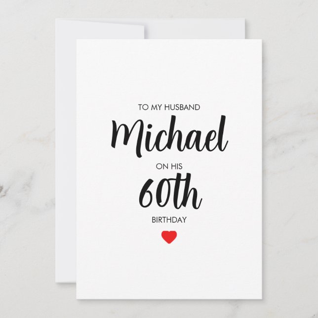 Carte simple personnalisée 60e anniversaire pour l (Devant)