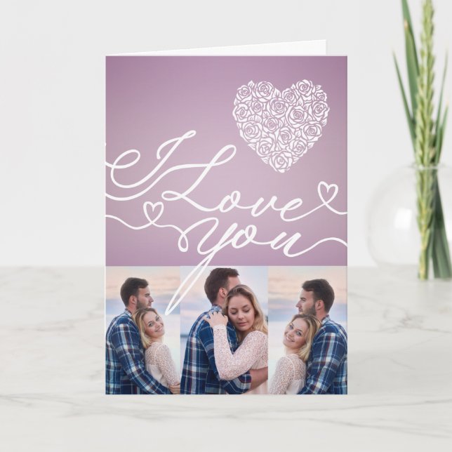 Carte Simple Pink Heart I Love You Photo Collage (Devant)