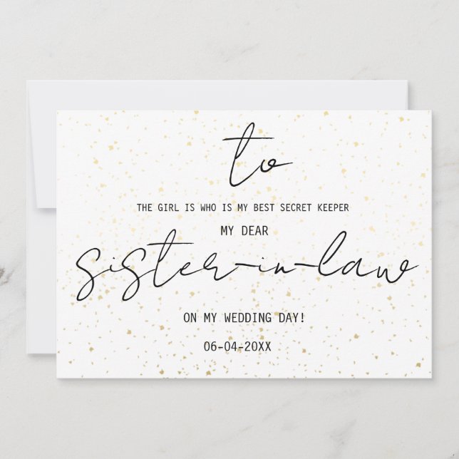 Carte Simple Pour Ma Belle-Soeur Le Jour Du Mariage (Devant)