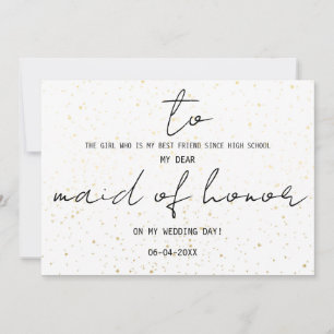Carte Simple pour ma demoiselle d'honneur le jour de not