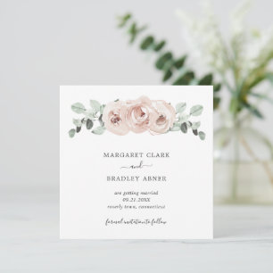 Carte Simple rose florale photo mariage élégant