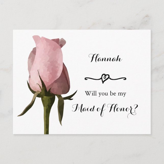 Carte simple Rose rose femme d'honneur (Devant)