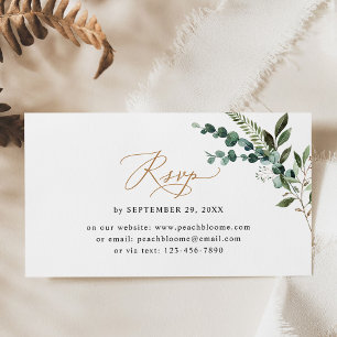 Carte simple Rustic Green Mariage Gold