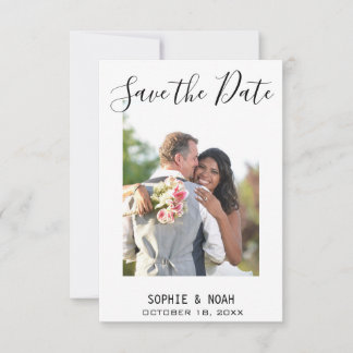 Carte Simple Script Modern Photo Enregistrer la date