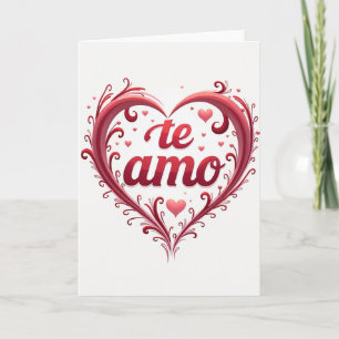 Carte Simple Te Amo en forme de cœur