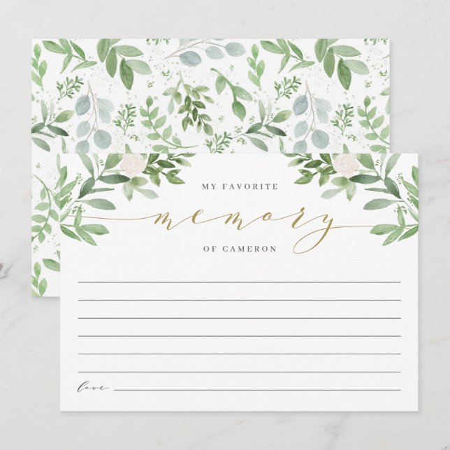 Carte Simple verdure Ma Fête des mariées mémoire préféré (Devant / Derrière)