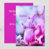 Carte simple violet lapin drôle