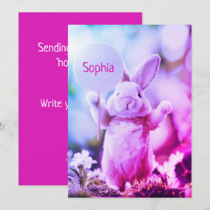 Carte simple violet lapin drôle