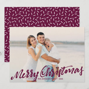 Carte Simplement Joyeux Noël photo pleine   Rouge vin