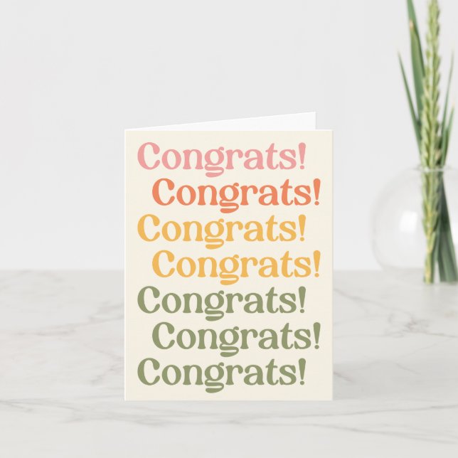 Carte Simples Congrats de typographie rétro Jaune et ver (Devant)