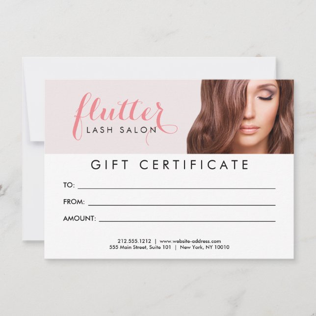 Carte Simply Pink Lash Salon Certificat cadeau photo (Devant)