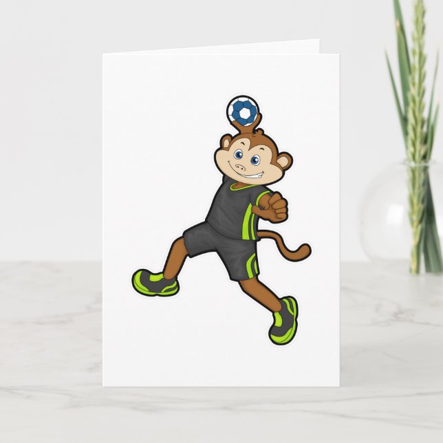 Carte Singe à Handball joueur avec Handball (Devant)