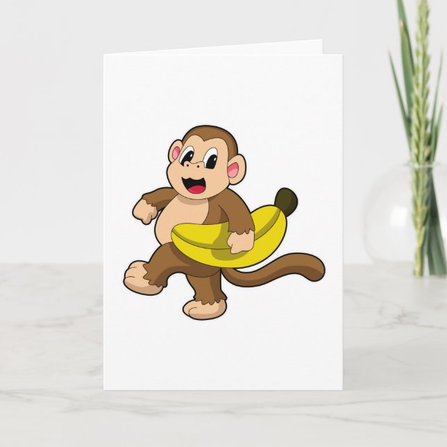 Carte Singe à la course avec banane (Devant)
