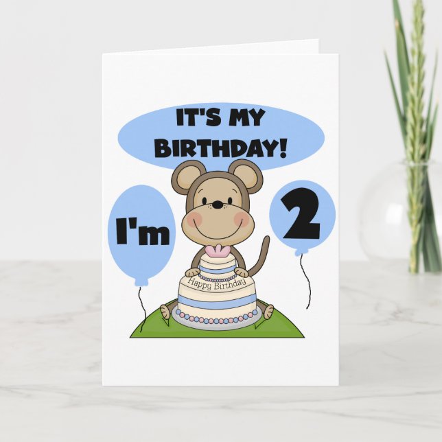 Carte Singe Anniversaire Garçon 2e T-shirts et cadeaux (Devant)