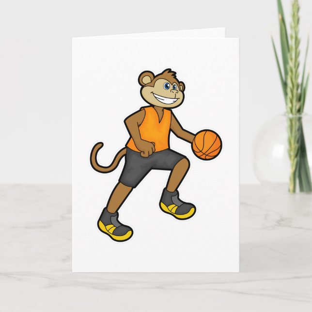 Carte Singe au sport de basket-ball (Devant)