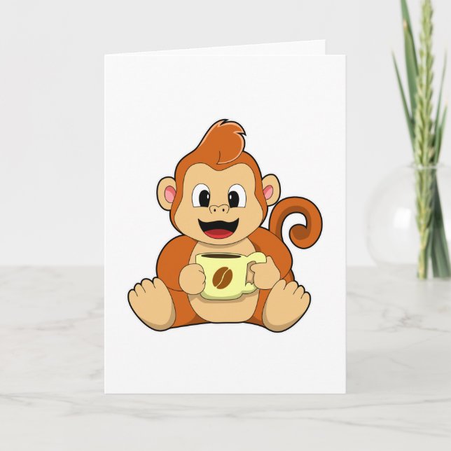 Carte Singe avec la coupe du café (Devant)