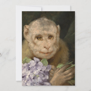 Carte Singe avec un bouquet de violettes   Gabriel von M