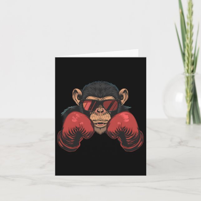 Carte Singe Boxer Avec Gants Boxer Kickboxing Funny B (Devant)