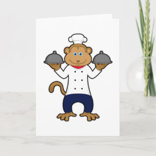 Carte Singe comme cuisson avec assiettes de service