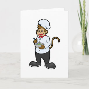 Carte Singe cuisinier avec bol