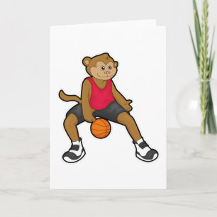 Carte Singe en joueur de basket-ball avec ballon de bask