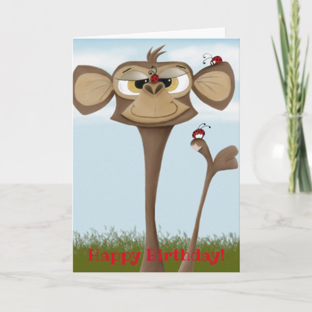 Carte Singe idiot et coccinelles (Devant)