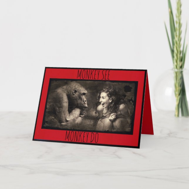 Carte Singe Voir Monkey Do Anniversaire Card (Devant)