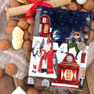Carte Sinterklaas & Piet sur les toits d'Amsterdam