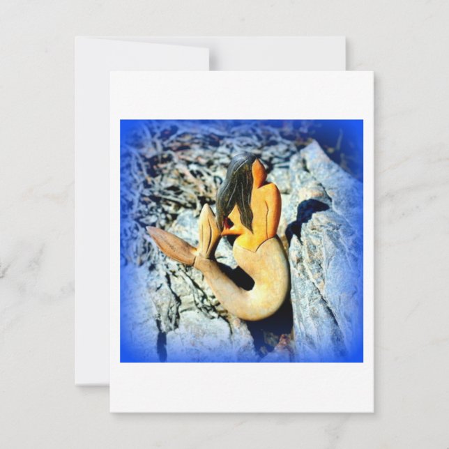 Carte sirène à cheveux bleu (Devant)