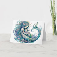 Sirène avec bébé aquarelle Nouvelle douche pour bé