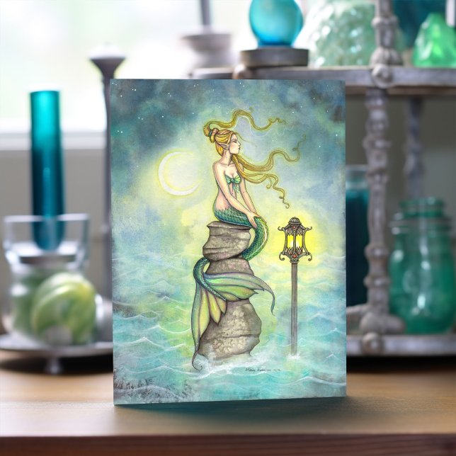 Carte Sirène avec Lantern et Moon Imaginaire Art (Créateur téléchargé)