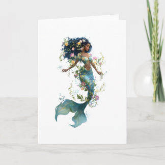 Carte Sirène Florale Enchantante, Salutation Magique