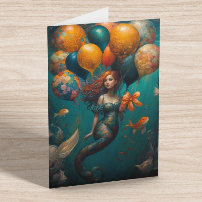 Carte Sirène Peinture Ballons d'anniversaire (Créateur téléchargé)