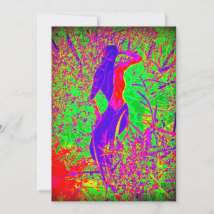 Carte sirène super rétro hippie violette