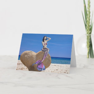 Carte Sirène sur Heart Rock Beach Saint Valentin