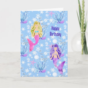 Carte Sirènes d'anniversaire pour jeunes filles
