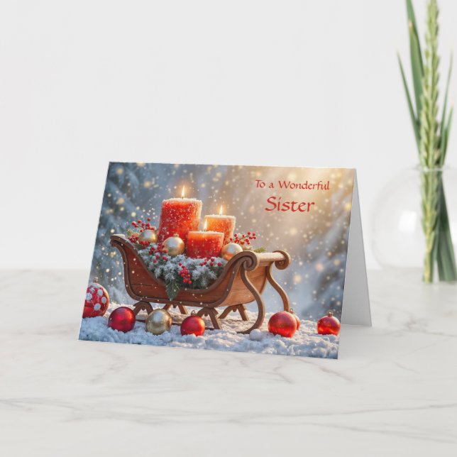 Carte Sister Christmas Holiday Decorations in the Snow  (Devant)