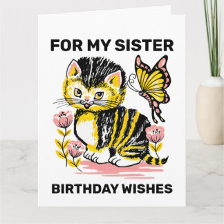 CARTE SISTER CUTE CAT HAPPY BIRTHDAY CARD