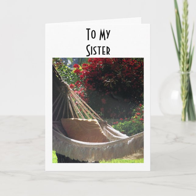 CARTE SISTER-HAMMOCK DIT-RELAX, PROFITER/HEUREUX ANNIVER (Devant)