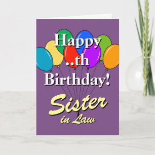 Carte Sister in law Birthday card with colored balloons