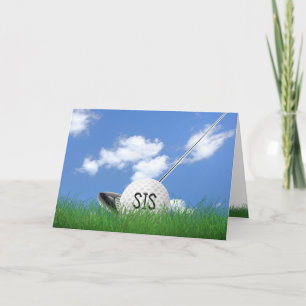 Carte Sister's birthday golf ball in grass