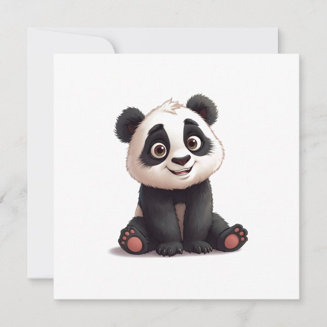 Carte Sitting Panda Bear Cartoon Illustration Artwork (Devant)