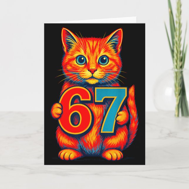 Carte Six Seven 67 Mème 6 7 Chat Jeunesse Garçon Fille  (Devant)