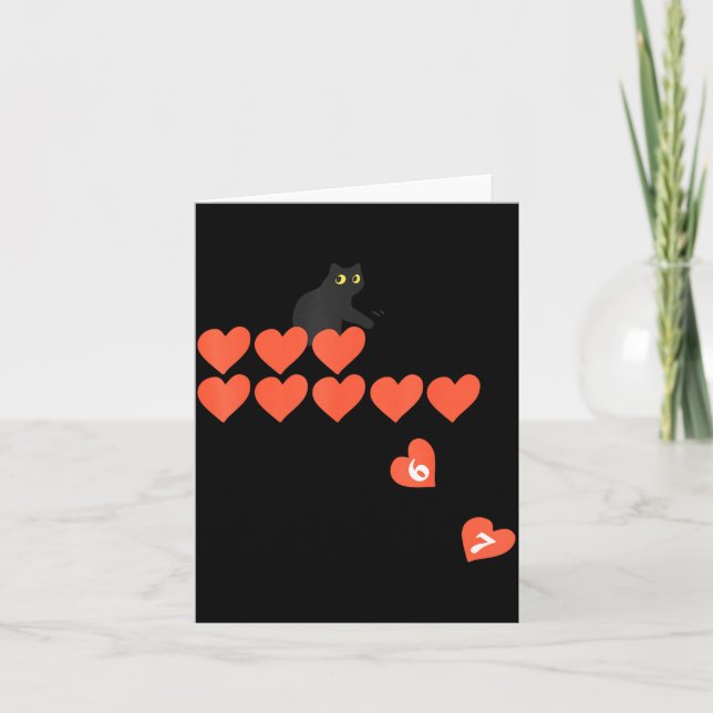 Carte Six Seven Black Cat Knocking Off Hearts Funny 67 V (Devant)