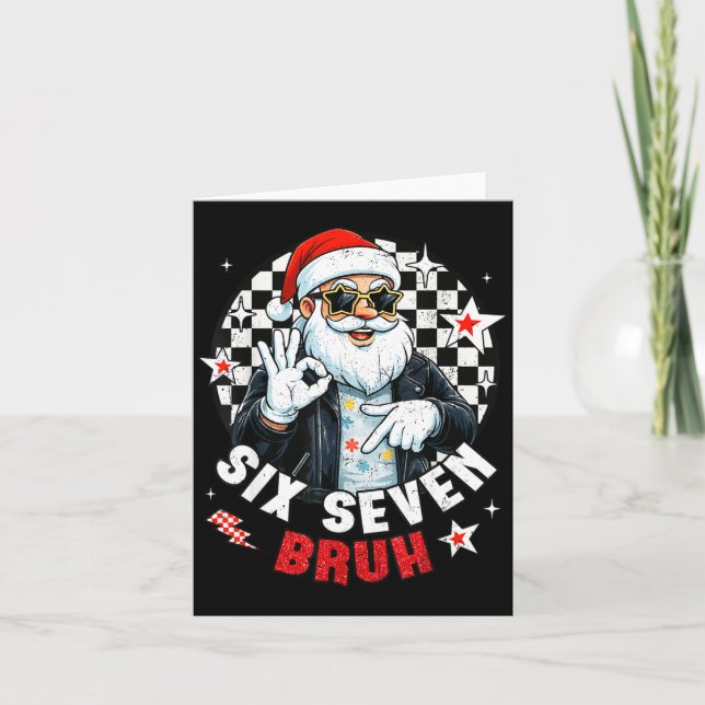 Carte Six Seven Bruh Funny Checkered Cool Santa Claus Ro (Devant)