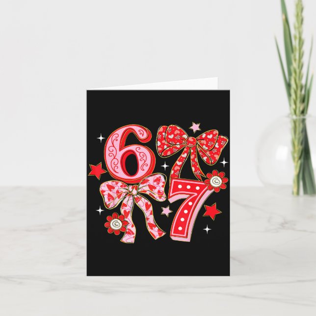 Carte Six Seven Coquette Girl Bow Cool Meme 67 Valentine (Devant)
