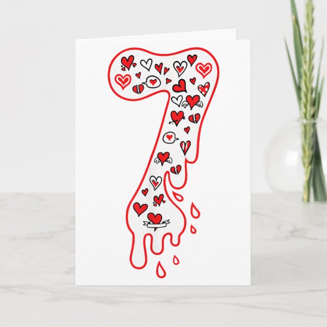 Carte Six Seven Meme Numéro 7 Saint-Valentin Couple (Devant)